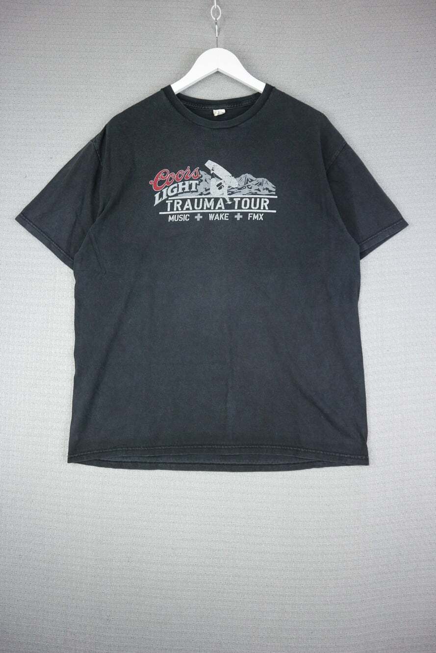 Alstyle Large Coors Light Trauma Tour Snowboarding Faded Tee Vintage